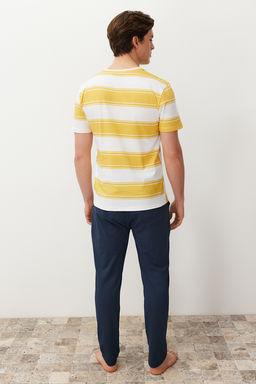 TRENDYOL MAN Sar? Regular Fit Cizgili Orme Pijama Tak?m? TMNSS24PT00041 - Trendyolmilla фото 14