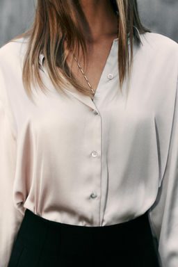 ASYMMETRIC HEM SATIN SHIRT - Zara фото 10