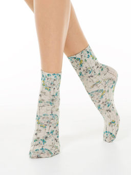 Цена за 2 пары. Носки Классические CONTE Носки с принтом FANTASY из смесовой пряжи с хлопком и льном бежевый - Conte elegant фото 10