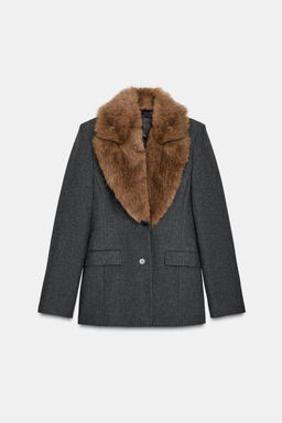 FAUX FUR COLLAR FITTED BLAZER ZW COLLECTION - Zara фото 8