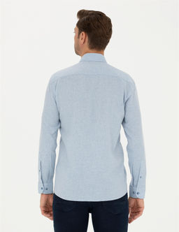 A__k Mavi Slim Fit Uzun Kollu G_mlek