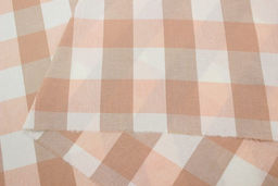 Вареный (стираный) хлопок Клетка (3.0*3.5см) цв.бежевый/розовый персик, ш.2.5м, хлопок-100% - Купава фото 2
