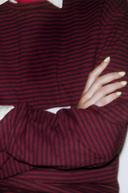 STRIPED COTTON AND LINEN T-SHIRT - Zara фото 3