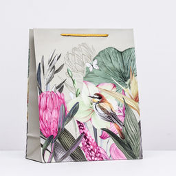 Пакет подарочный Птичка в цветах, 26 х 32 х 12 см