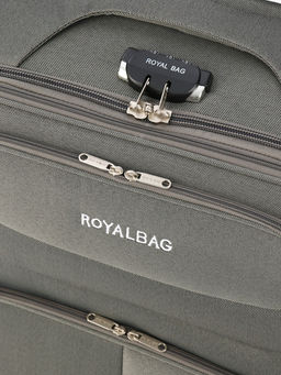 Чемодан на колёсах Royalbag большой 104 л (L), на молнии, с увеличением, кодовый замок, 4 колеса, серый