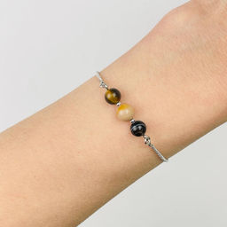 Браслет регулируемый для Льва из Тигрового глаза, Яшмы и Агата