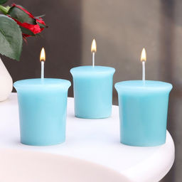 Набор свечей ароматических Turquoise sky, бирюзовое небо, 3 шт., 5×4.5 см