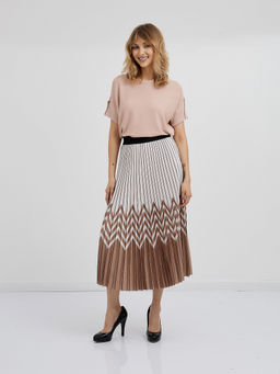 юбка плиссированная в бело-бежевом цвете