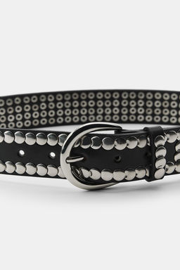LEATHER BELT WITH MULTIPLE STUDS - Zara фото 4