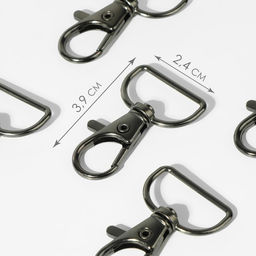 Цена за 2 шт. Карабин металлический, 39 24 мм / 20 1,5 мм, 6 шт, цвет чёрный никель