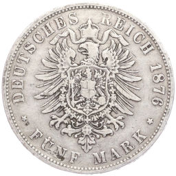 5 марок 1876 года C Германия (Пруссия)