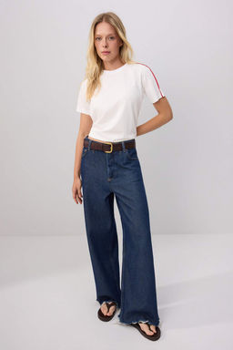 Ekru Regular/Normal Kal_p Biye Detayl_ K_sa Kol %100 Pamuk _rme T-shirt TWOSS26TS00322 - Trendyolmilla фото 3