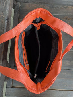 Женская сумка шоппер из эко кожи 0010 Оранжевый - Kenguluna фото 7