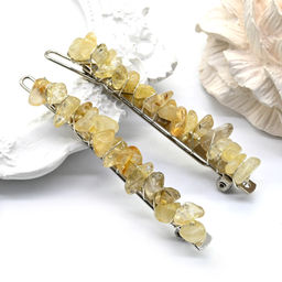 Заколка для волос с рутиловым кварцем (волосатик золотой) 6,5*0,8*1,3см