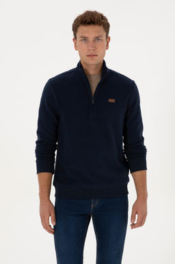 Erkek Regular Fit Yar_m Fermuarl_ Lacivert Basic Sweatshirt - U.s. polo assn фото 3