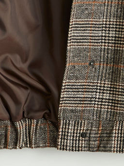 G?mlek Yaka Ekose Kad?n Ka?e Ceket