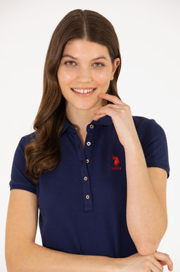 U. S. Polo Assn Женское темно-синее трикотажное платье с воротником-поло - U.s. polo assn фото 3