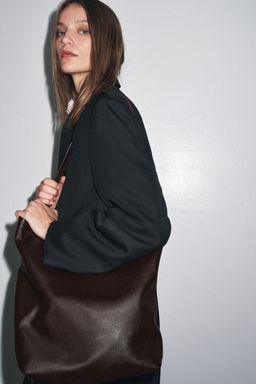 DOUBLE COMPARTMENT LEATHER BUCKET BAG - Zara фото 5