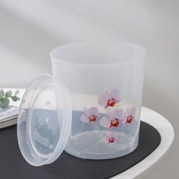 Горшок для орхидей с поддоном, 1.8 л, пластиковый, прозрачный, МИКС