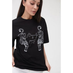 Футболка женская MIST Tiger, размер 44-46, чёрная