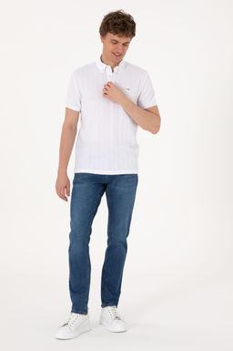 Erkek Slim Fit Polo Yaka Beyaz Dokulu Ti__rt Sepette S_rpriz _ndirim - U.s. polo assn фото 4