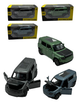 Металл. модель 12см "Land Rover Defender (1:36)" 2 двери откр-ся (HN3604) свет фар, звук, инерция, 3цв., в коробке