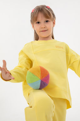 K_z _ocuk Sar_ Bisiklet Yaka Sweatshirt