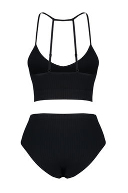 Trendyolmilla Siyah Seamless/Dikissiz Etiketli Ip Ask?l? Balensiz Kapl? Orme Ic Camas?r? Tak?m? THMSS24CC00024  фото 8