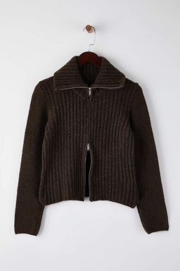 Wardrobe Essentials Koyu Gri Yun Kar?s?ml? Sakal/Tuylu Iplik Fermuarl? Triko H?rka | TWOAW26HI00149 - Trendyolmilla фото 14