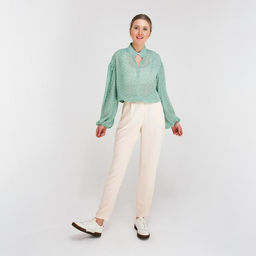 Брюки женские MINAKU: Green trend, молочные, размер 48