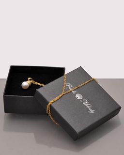 Pearls Melody Кулон с круглым жемчугом и кубическими цирконами на цепочке, позолота, Бе