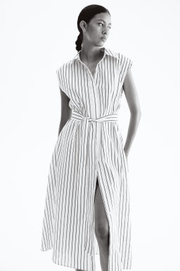 Vestido camisero en mezcla de lino - H&m фото 3