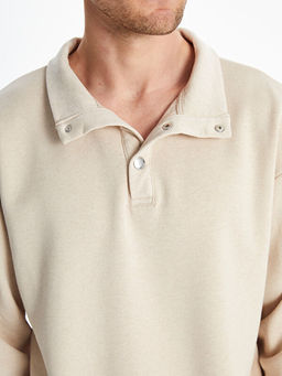 Dik Yaka Uzun Kollu Erkek Kal?n Sweatshirt