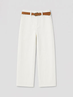 Beli Kemerli Wideleg Kad?n Jean Pantolon