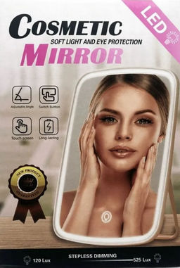Зеркало с led подсветкой, 3 режима, гримерное для макияжа цвет розовый - Aopen фото 2