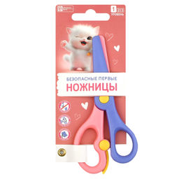 Ножницы для детей Феникс+, арт.73670/ 24 ОЗОРНОЙ КОТЕНОК (розовый, голубой, 13,6х6,2 см, пластик, ас