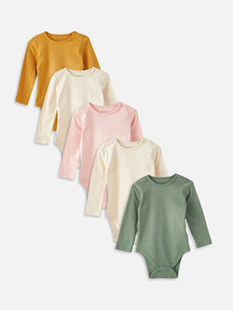 Bisiklet Yaka Uzun Kollu Basic K?z Bebek ??t??tl? Body 5li