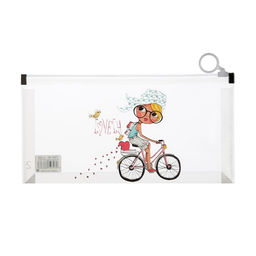 Цена за 12 шт. Папка-конверт на молнии формат А6, 180мкр, с рисунком «Маленькая девочка», МИКС