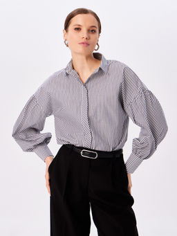Блузка женская дл. рук. KATHARINA KROSS KK-B-006P-серая полоска