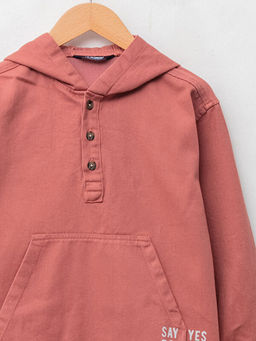 Kap??onlu Bask?l? Uzun Kollu Gabardin Erkek ?ocuk G?mlek - Waikiki фото 3