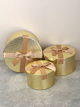 Коробка подарочная круглая 3 штуки 20х20х11 см / 3406-01 /уп 30/золото - ГалеонТрейд фото 3