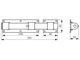 Засов дверной ЗПП-350 350мм с проушиной плоский (черный)