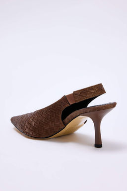 Kahverengi Orgu Detayl? 6,5 cm Kad?n Ince Topuklu Ayakkab? TAKSS26TO00026 - Trendyolmilla фото 4