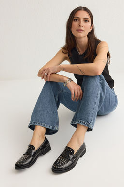 Trendyol Shoes Siyah Rugan Trok Tasl? Duz Kad?n Loafer Ayakkab? TAKSS25LA00003