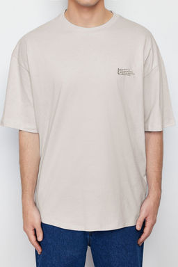 TRENDYOL MAN Haki Oversize/Genis Kesim %100 Pamuklu Bisiklet Yaka Minimal Yaz? Bask?l? T-Shirt TMNSS23TS00084 - Trendyolmilla фото 6