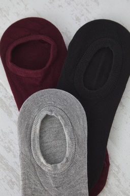 Bordo-Gri-Siyah Bambu 3lu Paket Patik Orme Corap THMSS25CO00005