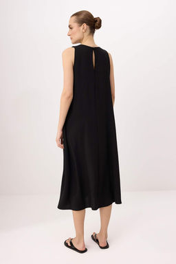 Siyah Rahat Kesim Kolsuz Maxi Dokuma Elbise TWOSS26EL00529 - Trendyolmilla фото 4