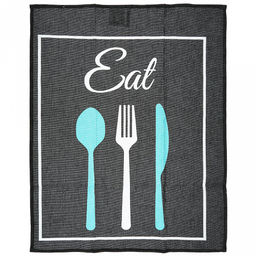 Полотенце кухонное 50х60см "Eat", набор 3шт, рогожка 156г/м2, хлопок 100%, на картоне, "Домашняя мода" (Россия)