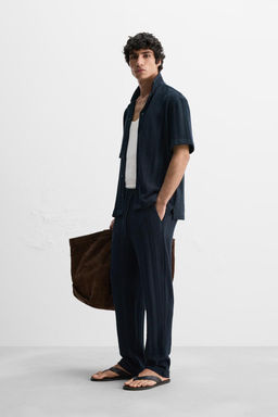 STRIPED TEXTURED TROUSERS - Zara фото 4