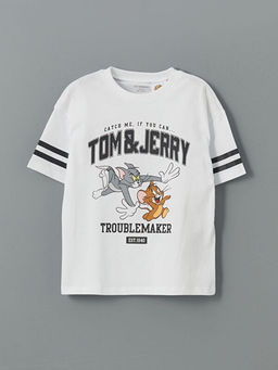 Bisiklet Yaka Tom ve Jerry Bask?l? Erkek ?ocuk Ti??rt